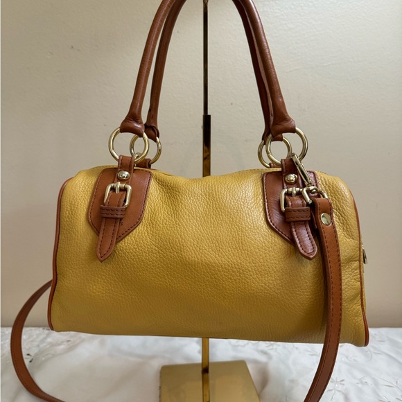Valentina Yellow Leather Handbag with Crossbody Strap - Picture 2 of 5